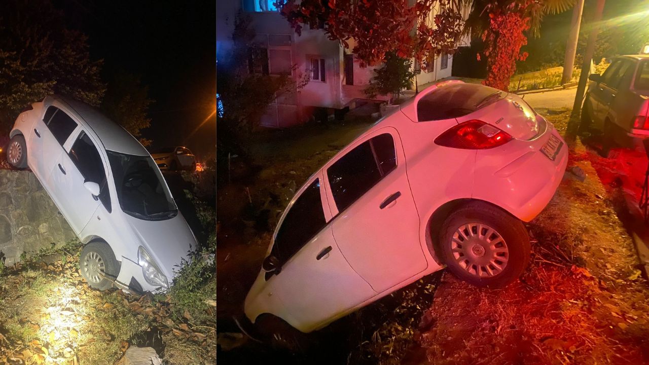 Akçakoca’da Kadın Sürücü Direksiyon Hakimiyetini Kaybederek Bahçeye Uçtu