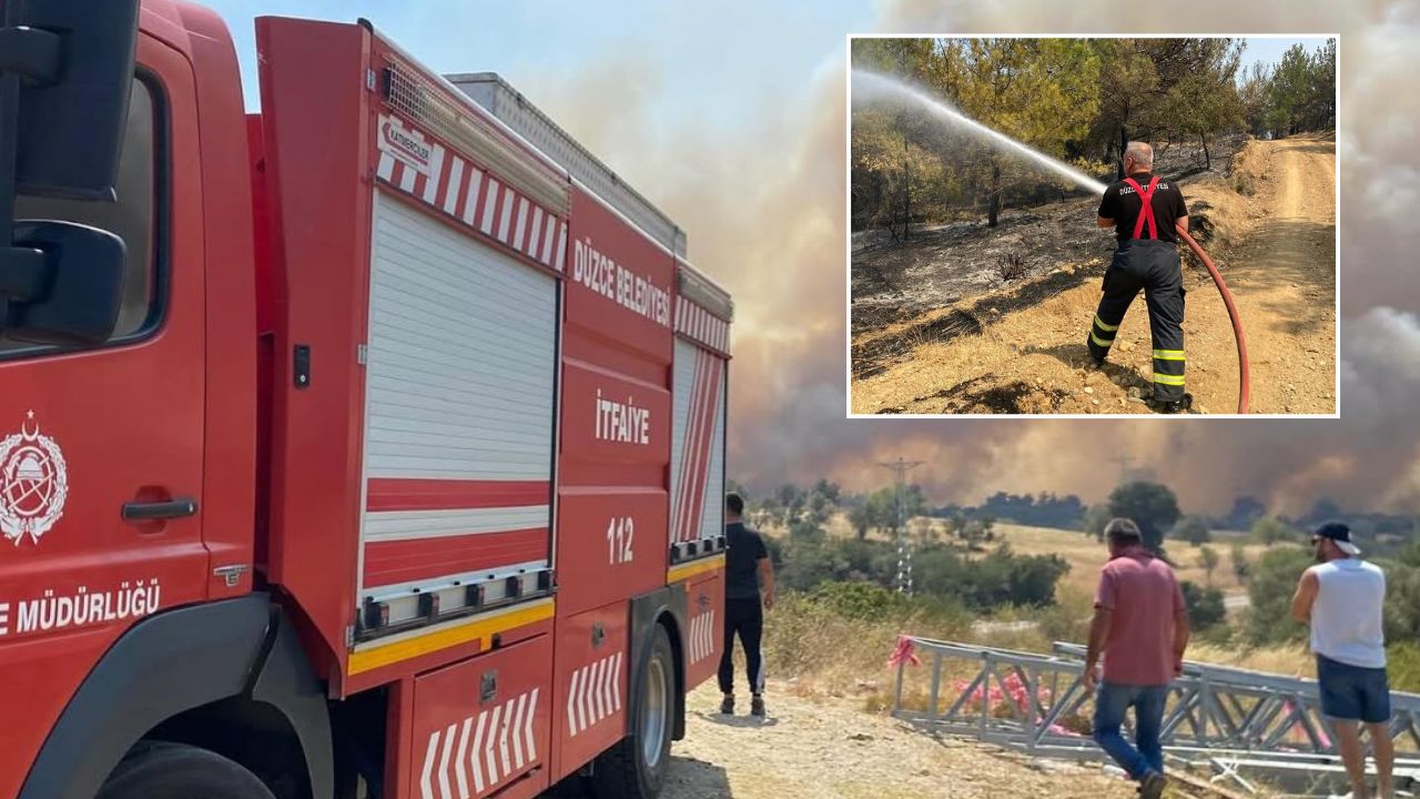 Düzce Belediyesi İtfaiyesi, Çanakkale’deki Orman Yangınına Destek Veriyor