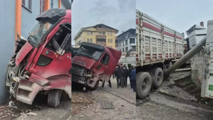Yığılca’da Freni Boşalan Hafriyat Tırı 4 Aracı Biçti, Market Duvarına Çarparak Durabildi